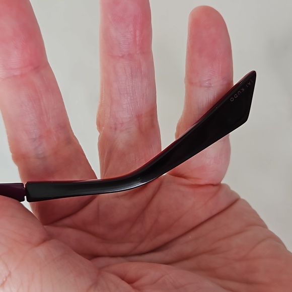 Jai Kudo Glasses: Purple and Orange Rectangular Bayonette Glasses - Picture 12 of 14